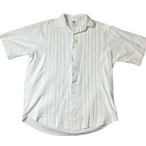 Mr Buho White 100% Cotton Men's White Short Sleeve Shirt Button Down